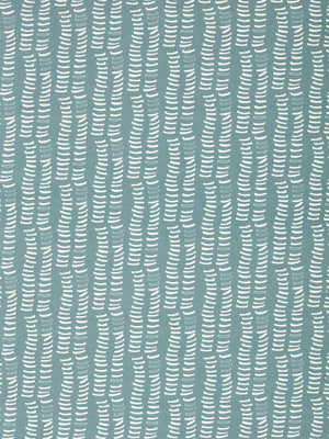 Graphic Adam's Rib Pattern Screen Printed Linen Cotton Canvas Fabric in Light Chambray Blue and White