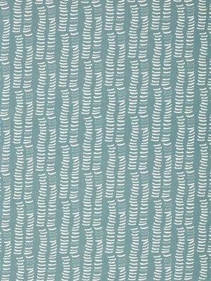 Graphic Adam's Rib Pattern Screen Printed Linen Cotton Canvas Fabric in Light Chambray Blue and White