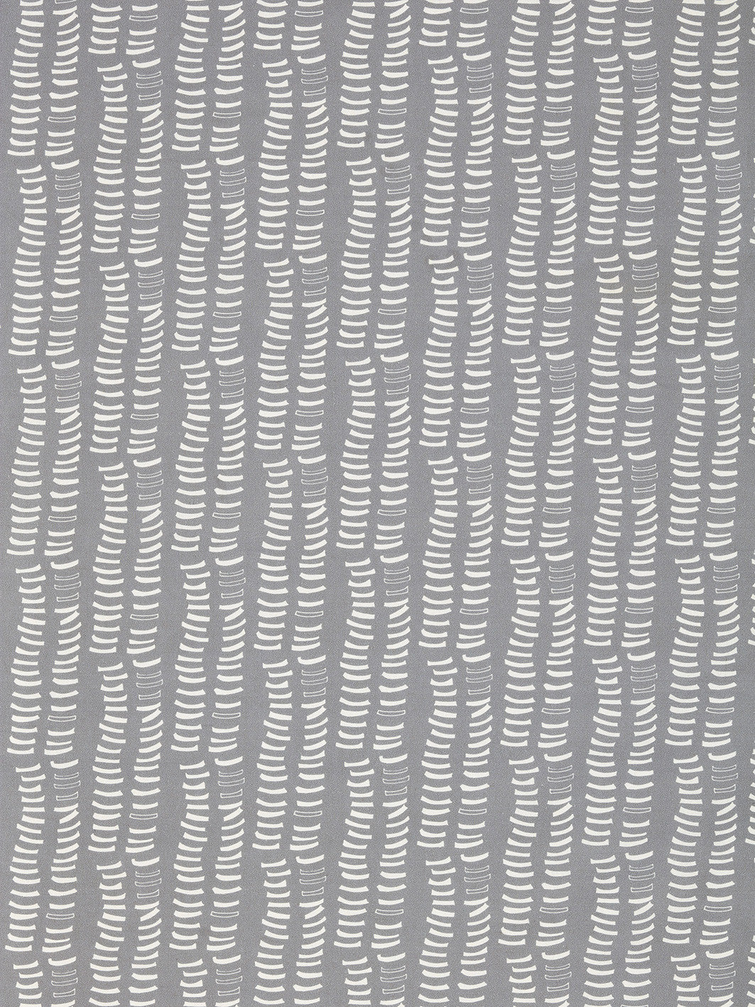 Graphic Adam's Rib Pattern Screen Printed Linen Cotton Canvas Fabric in Light Dove Grey & White