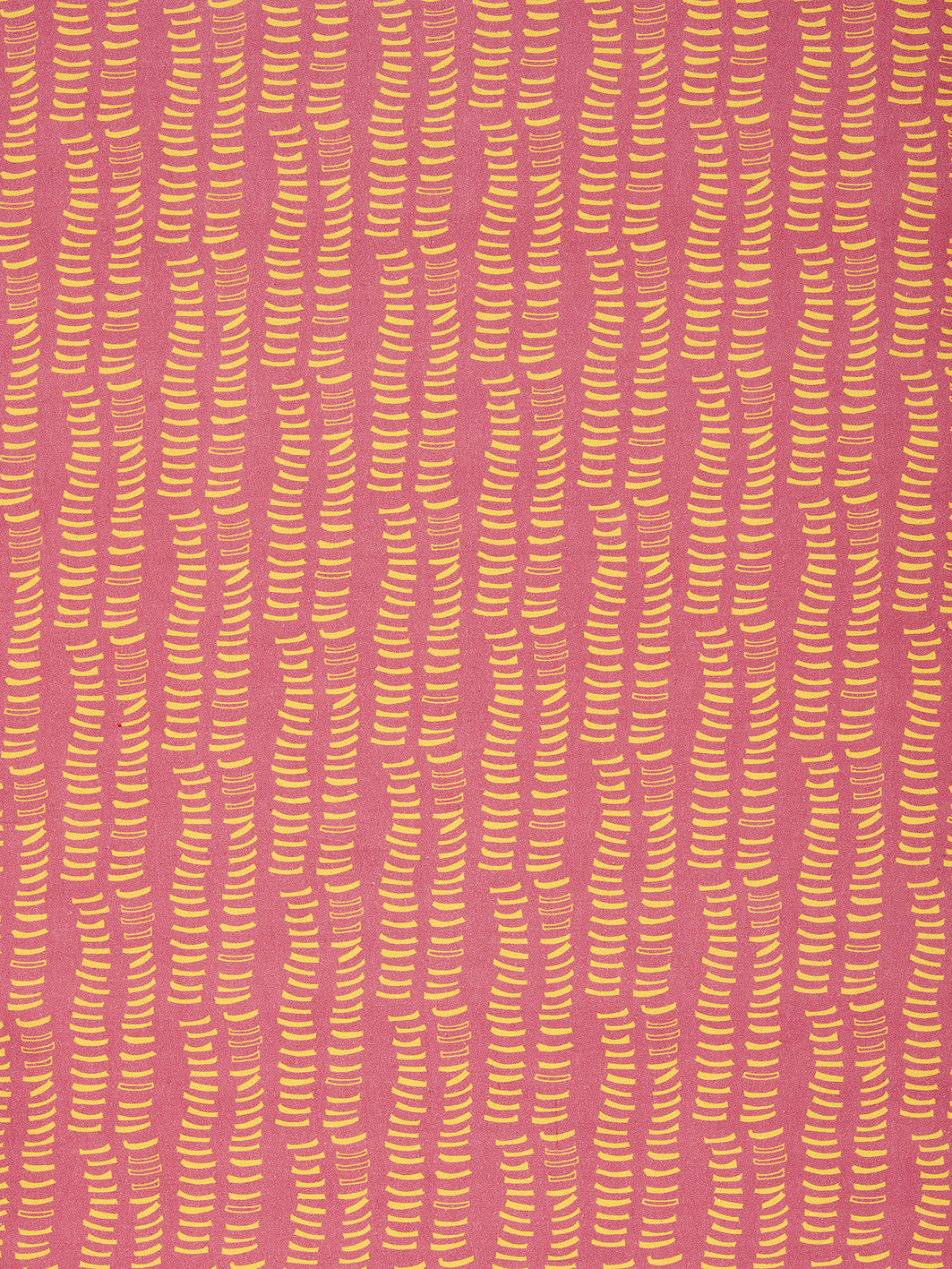 Graphic Adam's Rib Pattern Screen Printed Linen Cotton Canvas Fabric in Bright Coral Pink & Mustard Yellow