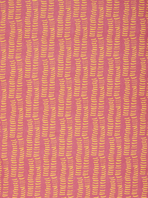 Graphic Adam's Rib Pattern Screen Printed Linen Cotton Canvas Fabric in Bright Coral Pink & Mustard Yellow