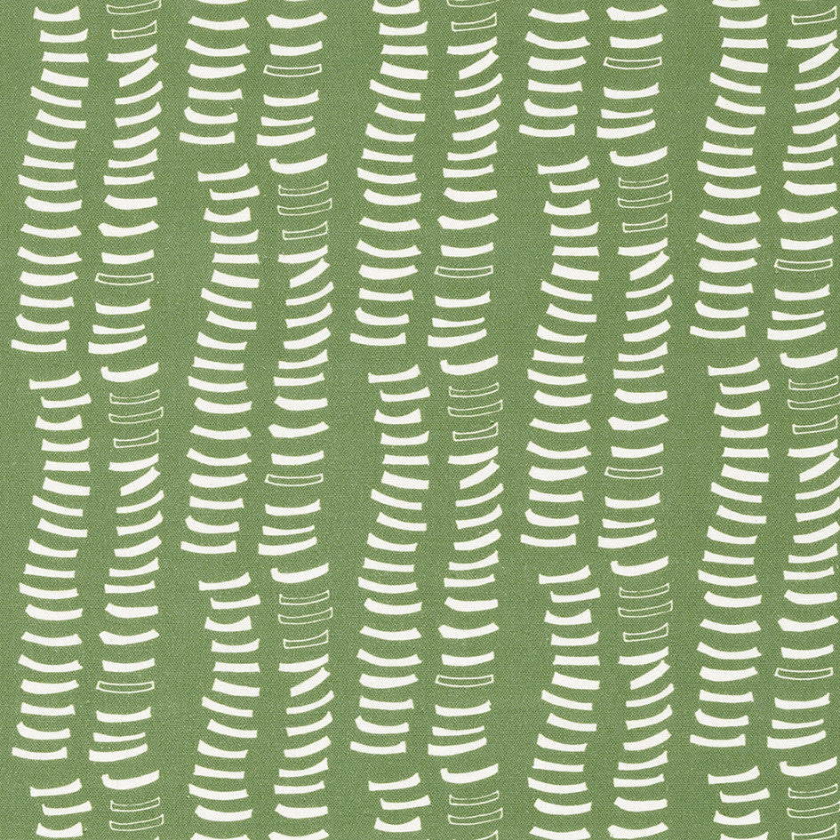 Graphic Rib Pattern Pattern Screen Printed Linen Cotton Canvas Fabric in Light Avocado Green and White