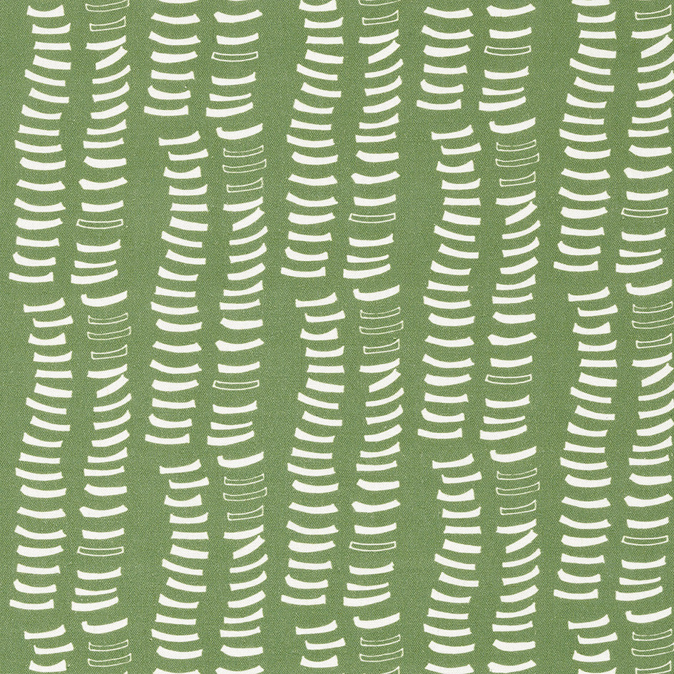 Graphic Rib Pattern Pattern Screen Printed Linen Cotton Canvas Fabric in Light Avocado Green and White