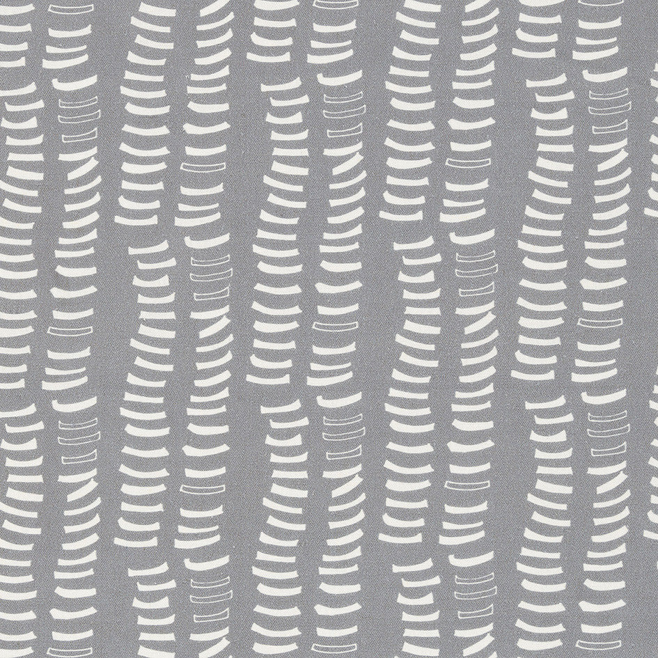 Graphic Adam's Rib Pattern Screen Printed Linen Cotton Canvas Fabric in Light Dove Grey & White