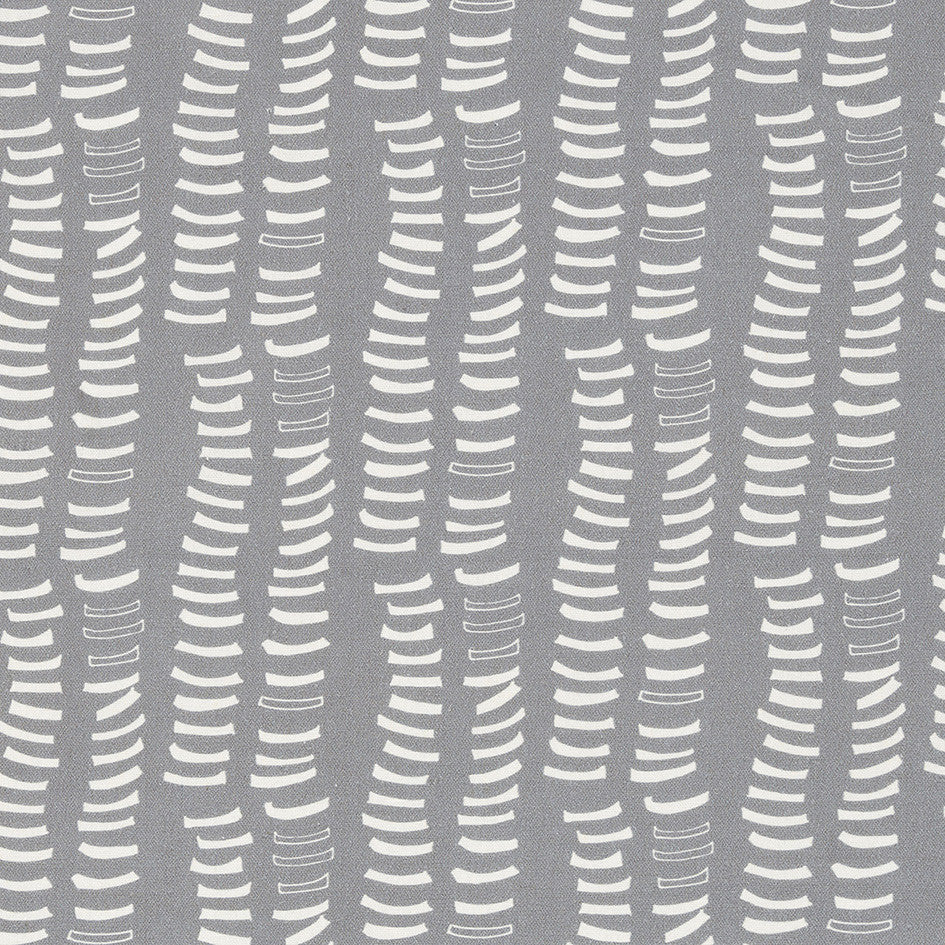 Graphic Adam's Rib Pattern Screen Printed Linen Cotton Canvas Fabric in Light Dove Grey & White