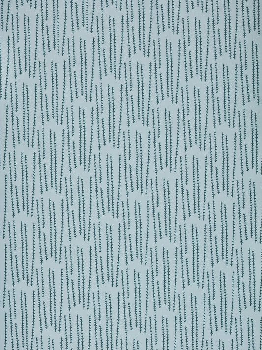 Graphic Rosemary Sprig Pattern Printed Linen Cotton Canvas Home Decor Interiors Fabric by the yard or meter for curtains, blinds upholstery in Pale Winter Blue and Dark Petrol Blue ships from Canada (USA)