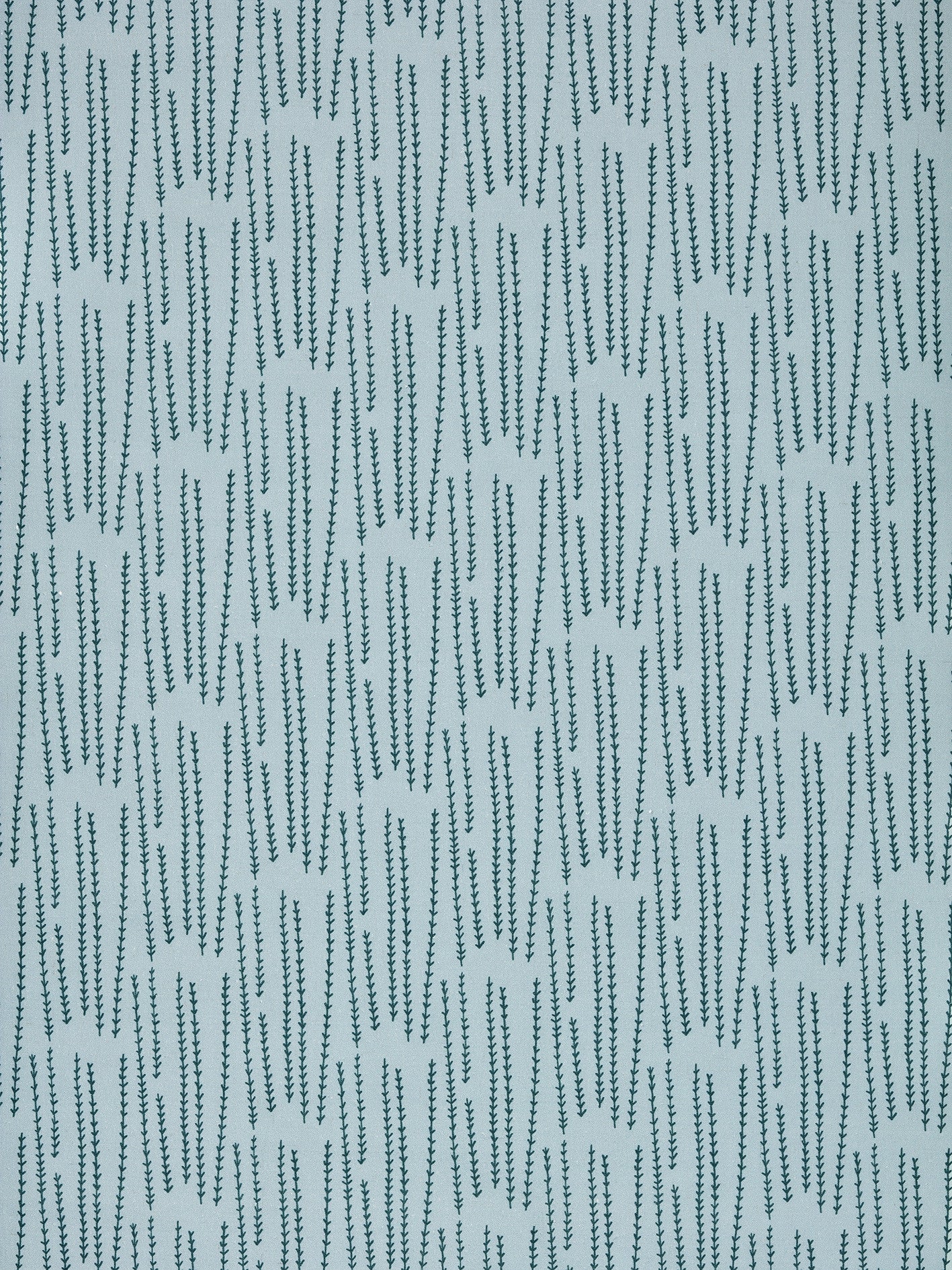 Graphic Rosemary Sprig Pattern Printed Linen Cotton Canvas Home Decor Interiors Fabric by the yard or meter for curtains, blinds upholstery in Pale Winter Blue and Dark Petrol Blue ships from Canada (USA)