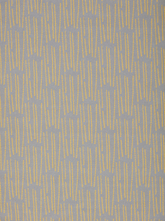 Graphic Rosemary Sprig Pattern Printed Linen Cotton Canvas Home Decor Fabric by the meter or yard for curtains, blind, or upholstery in Light Dove Grey & Bright Saffron Yellow ships from Canada (USA)