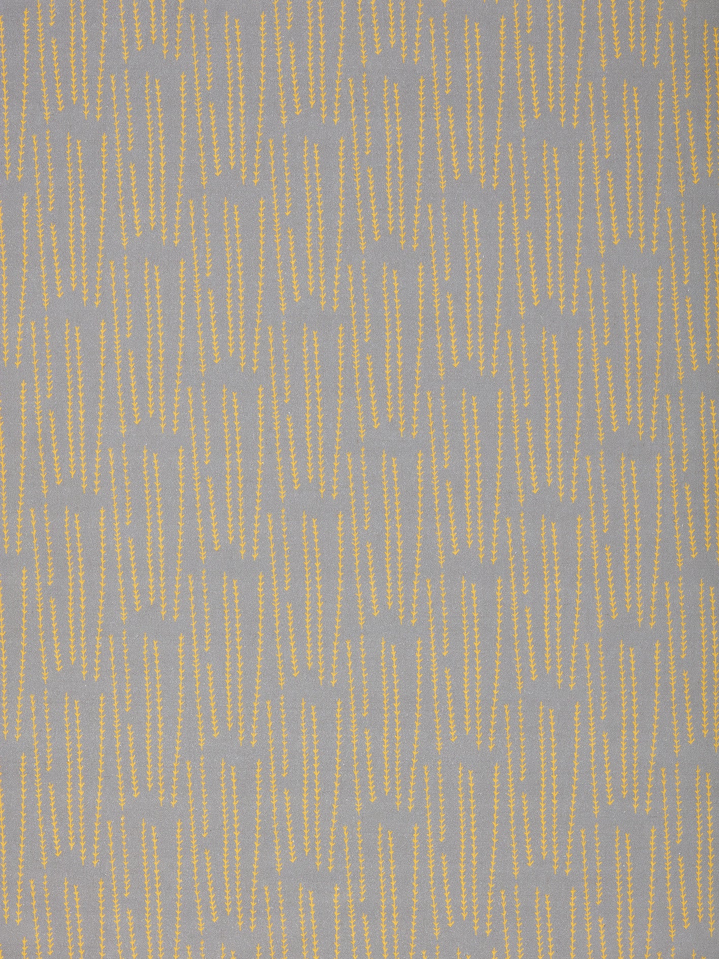 Graphic Rosemary Sprig Pattern Printed Linen Cotton Canvas Home Decor Fabric by the meter or yard for curtains, blind, or upholstery in Light Dove Grey & Bright Saffron Yellow ships from Canada (USA)