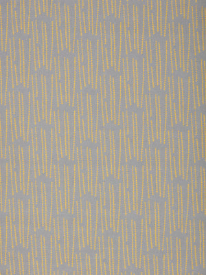 Graphic Rosemary Sprig Pattern Printed Linen Cotton Canvas Home Decor Fabric by the meter or yard for curtains, blind, or upholstery in Light Dove Grey & Bright Saffron Yellow ships from Canada (USA)
