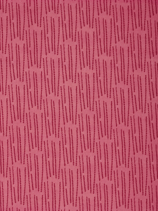 Graphic Rosemary Sprig Pattern Printed Linen Cotton Canvas Home Decor Fabric by the yard or meter for curtains, blinds or upholstery in Bright Coral Pink & Vermilion Red ships from Canada (USA)