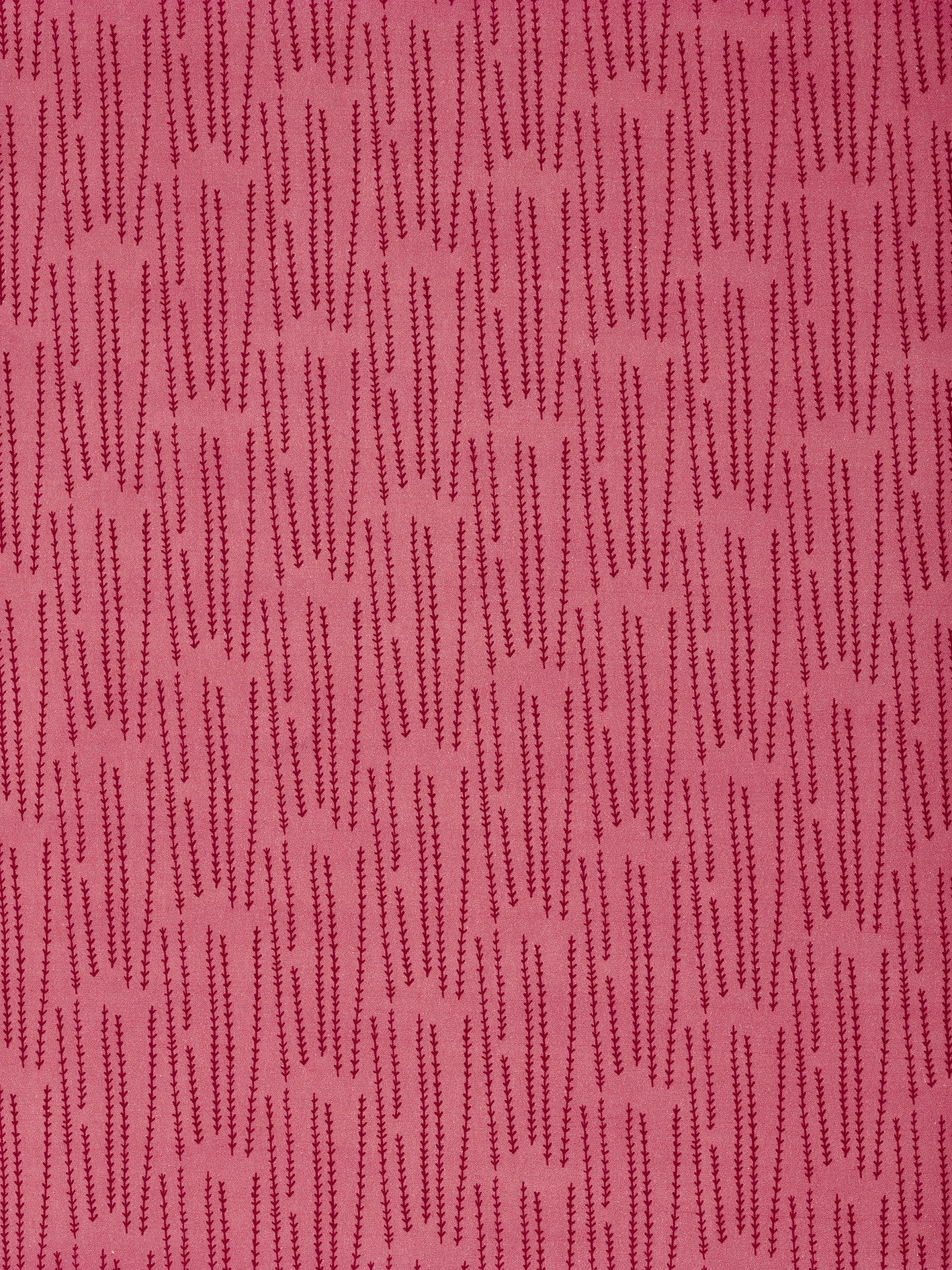 Graphic Rosemary Sprig Pattern Printed Linen Cotton Canvas Home Decor Fabric by the yard or meter for curtains, blinds or upholstery in Bright Coral Pink & Vermilion Red ships from Canada (USA)