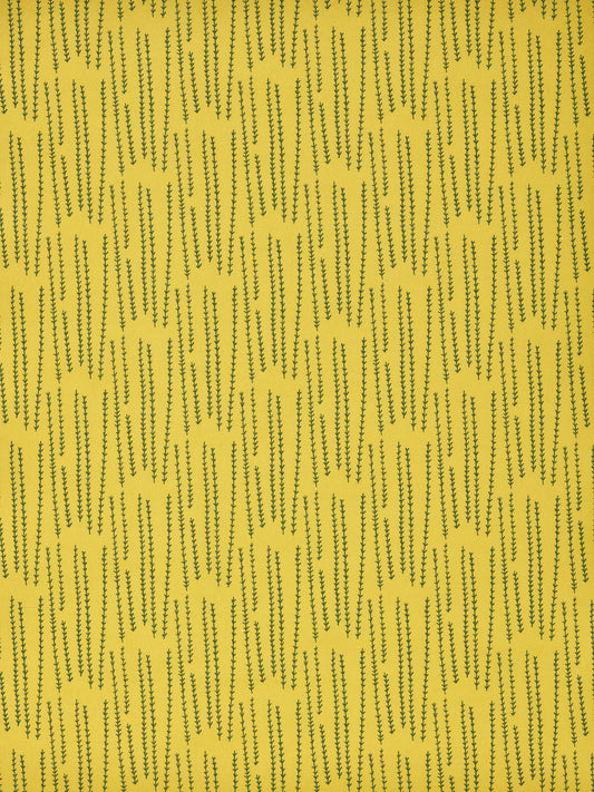 Graphic Rosemary Sprig Pattern Printed Linen Cotton Canvas Home Decor Fabric by meter or yard for curtains, blinds or upholstery in Bright Mustard Yellow  & Dark Olive Green ships from Canada (USA) 