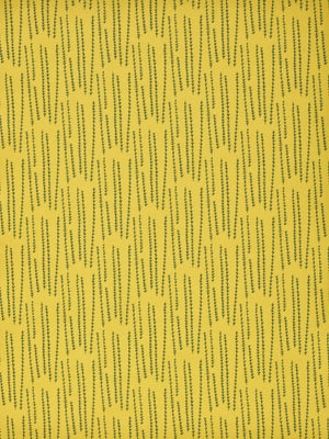 Graphic Rosemary Sprig Pattern Printed Linen Cotton Canvas Home Decor Fabric by meter or yard for curtains, blinds or upholstery in Bright Mustard Yellow  & Dark Olive Green ships from Canada (USA) 