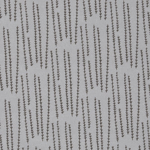 Graphic Rosemary Sprig Pattern Printed Linen Cotton Canvas Home Decor Fabric by the meter or yard for curtains, blinds upholstery in Light Dove Grey & Dark Stone Grey ships from Canada (USA)