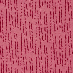 Graphic Rosemary Sprig Pattern Printed Linen Cotton Canvas Home Decor Fabric by the yard or meter for curtains, blinds or upholstery in Bright Coral Pink & Vermilion Red ships from Canada (USA)