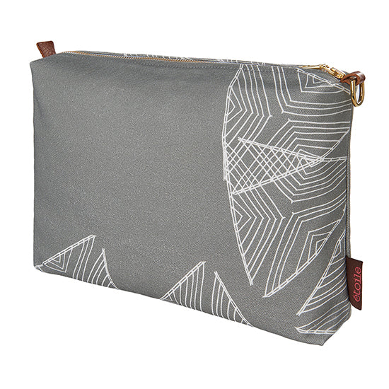 Sail pattern canvas vanity or toiletry bag in light dove grey ships from Canada worldwide including the USA