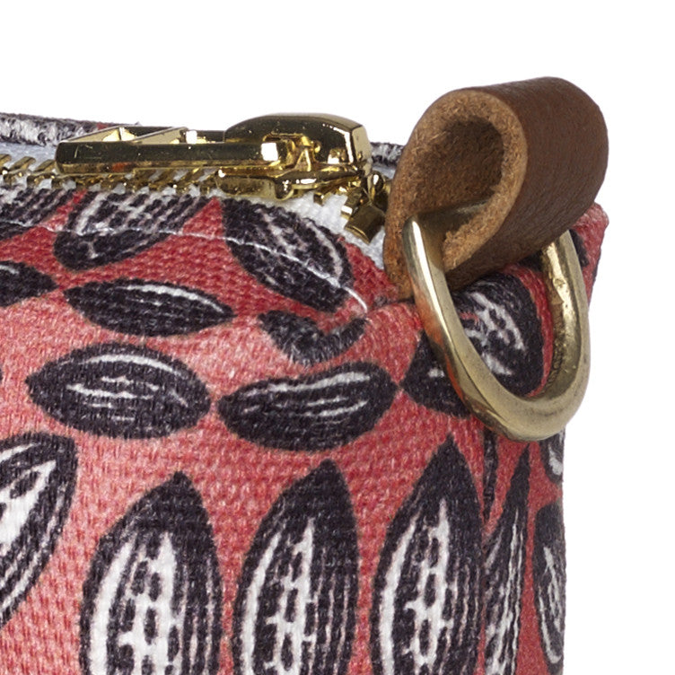 Graphic Cocoa Seed Pattern Canvas Wash or toiletry travel Bag in Bright Coral Pink Perfect for all your cosmetic and beauty needs while travelling Ships from Canada (USA)