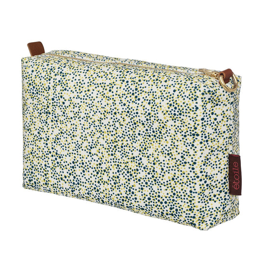 Multicolour Spot Pattern Printed Cotton Canvas Toiletry Travel or Wash Bag in Chartreuse Yellow and Dark Petrol Blue Perfect for all your cosmetics and beauty needs wile travelling Ships from Canada (USA)
