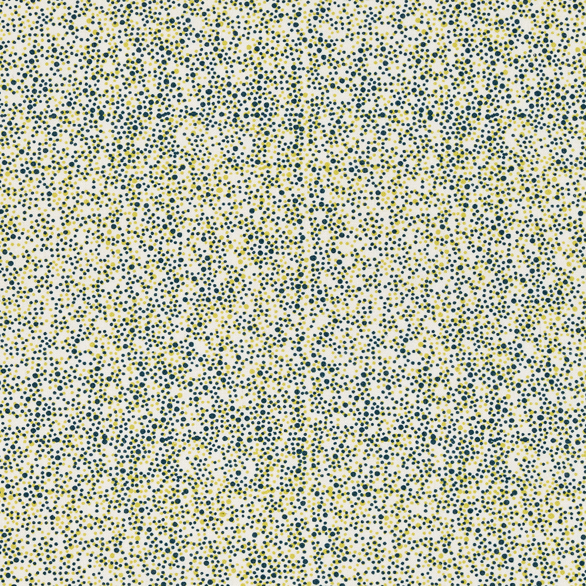 Multicolour Spots Pattern Printed Linen Cotton Canvas Home Decor Interiors Fabric by the meter or yard for curtains, blinds or upholstery in Dark Petrol Blue and Bright Chartreuse Yellow ships from Canada (USA)