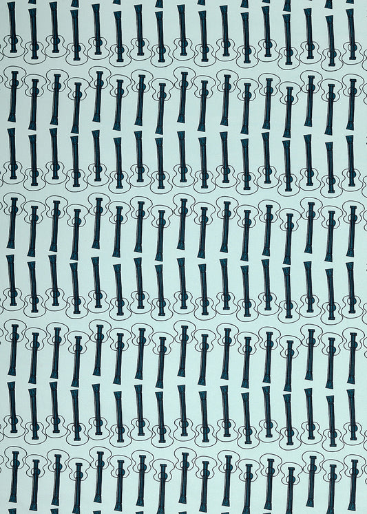 Ukelele Guitar Pattern Cotton Linen Home Decor Interiors Fabric by the Meter or yard for curtains, blinds or upholstery in Light Celeste Blue ships from Canada (USA)
