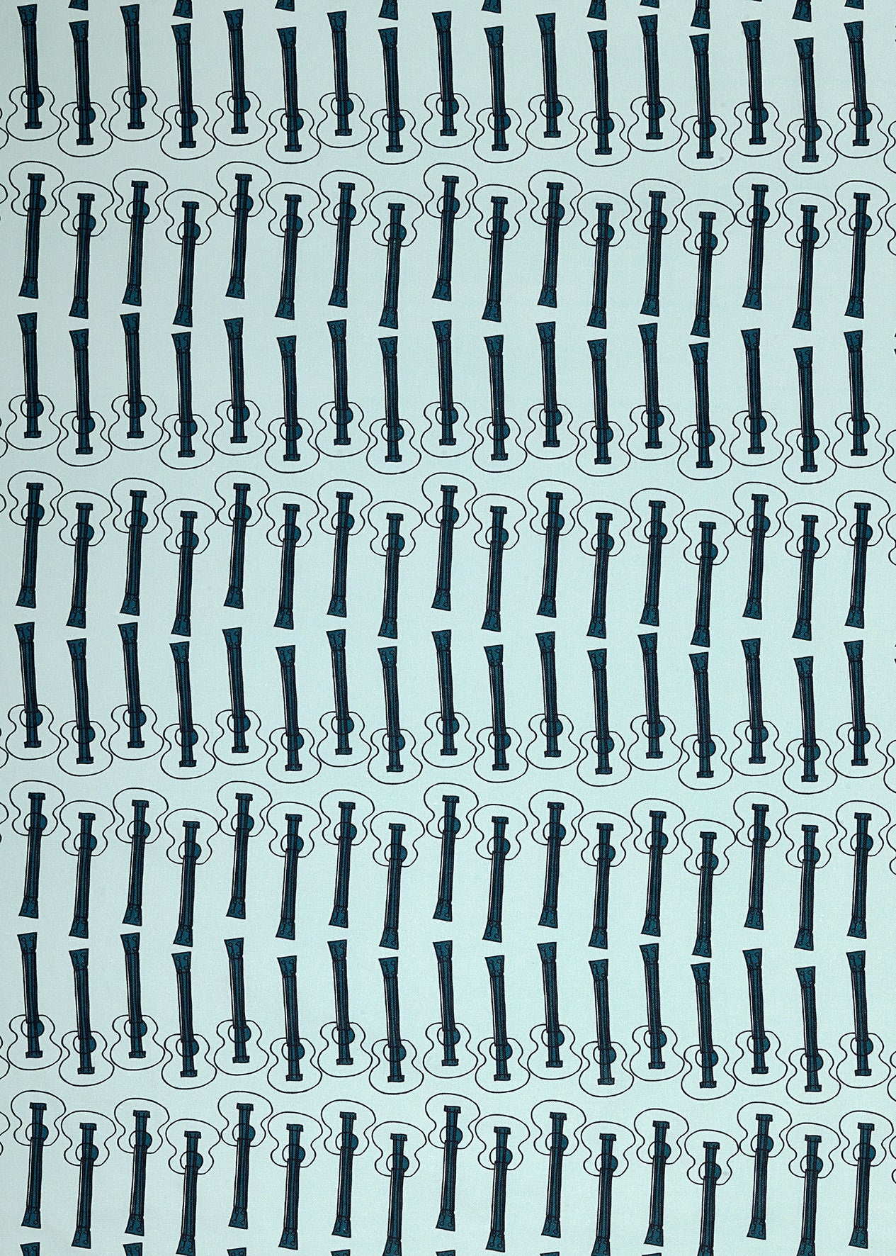 Ukelele Guitar Pattern Cotton Linen Home Decor Interiors Fabric by the Meter or yard for curtains, blinds or upholstery in Light Celeste Blue ships from Canada (USA)