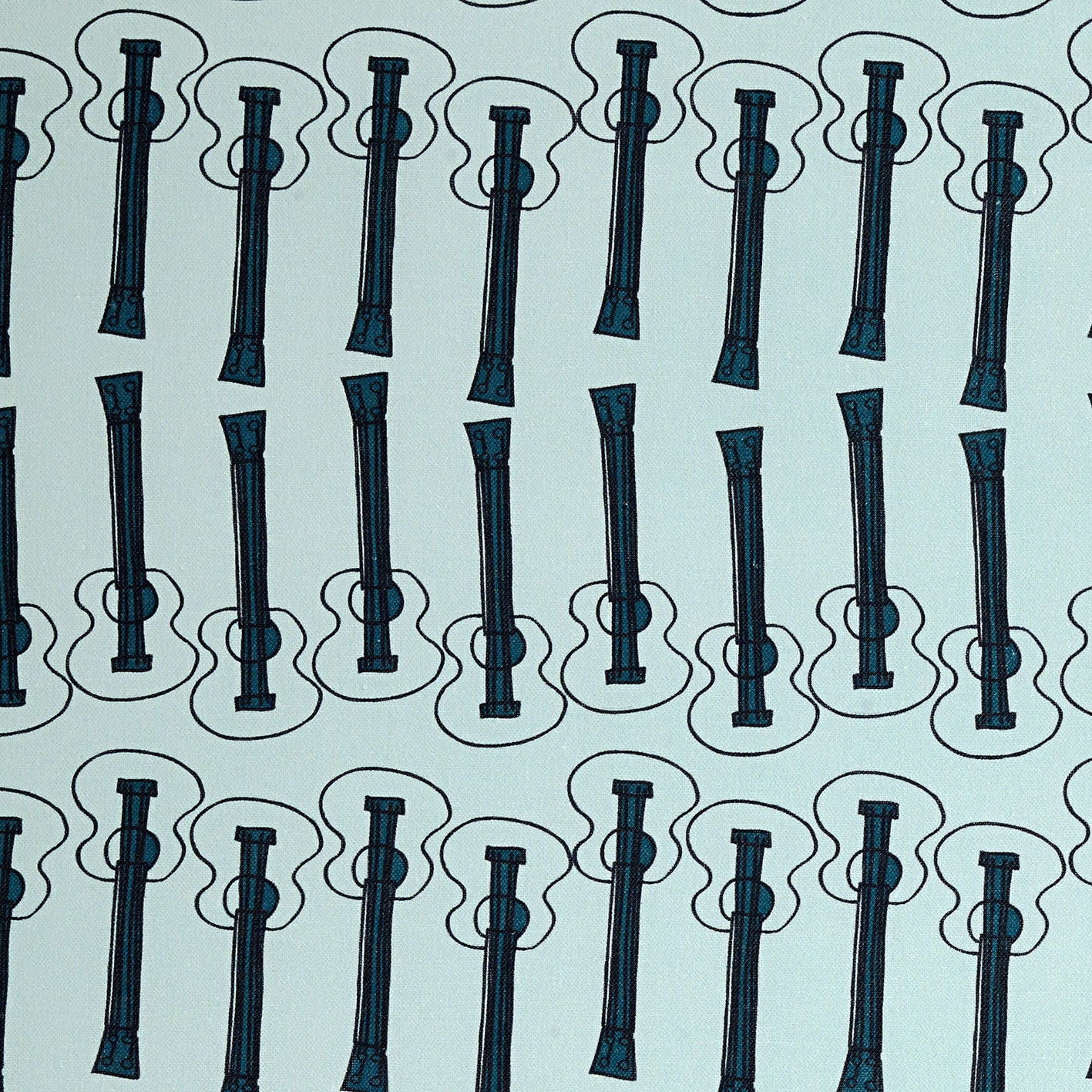 Ukelele Guitar Pattern Cotton Linen Home Decor Interiors Fabric by the Meter or yard for curtains, blinds or upholstery in Light Celeste Blue ships from Canada (USA)