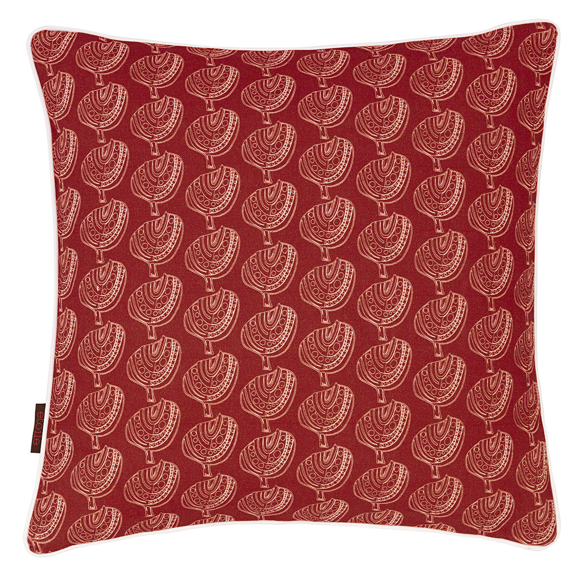 Graphic Tree Pattern Printed Linen Union Decorative Throw Pillow in Warm Geranium Orange-Red 45x45cm (18x18")