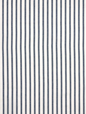 Autumn Ticking Stripe Cotton Linen Fabric by the Meter in Dark Petrol Blue