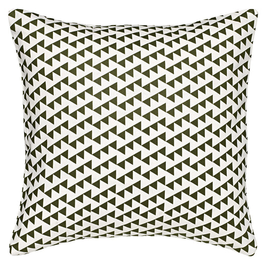 Bunting Geometric Pattern Linen Cotton Decorative Throw Pillow in Olive Green 45x45cm (18x18")