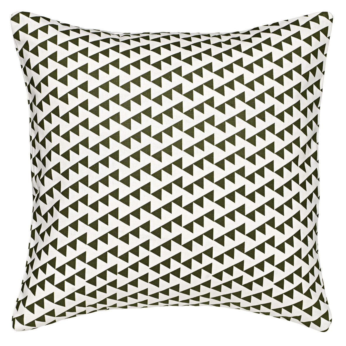 Bunting Geometric Pattern Linen Cotton Decorative Throw Pillow in Olive Green 45x45cm (18x18")