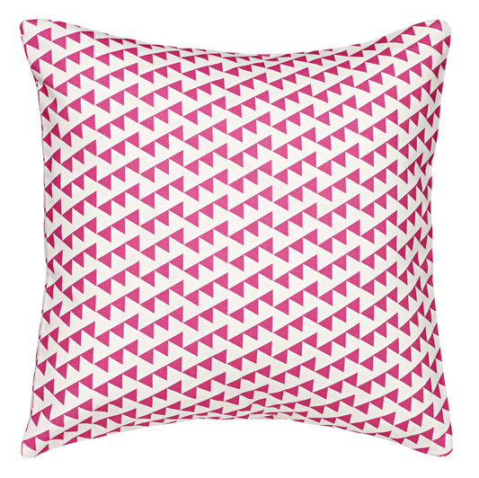 Bunting Geometric Pattern Cotton Linen Decorative Throw Pillow  in Bright Fuchsia Pink 45x45cm (18x18") ships from Canada worldwide including the USA
