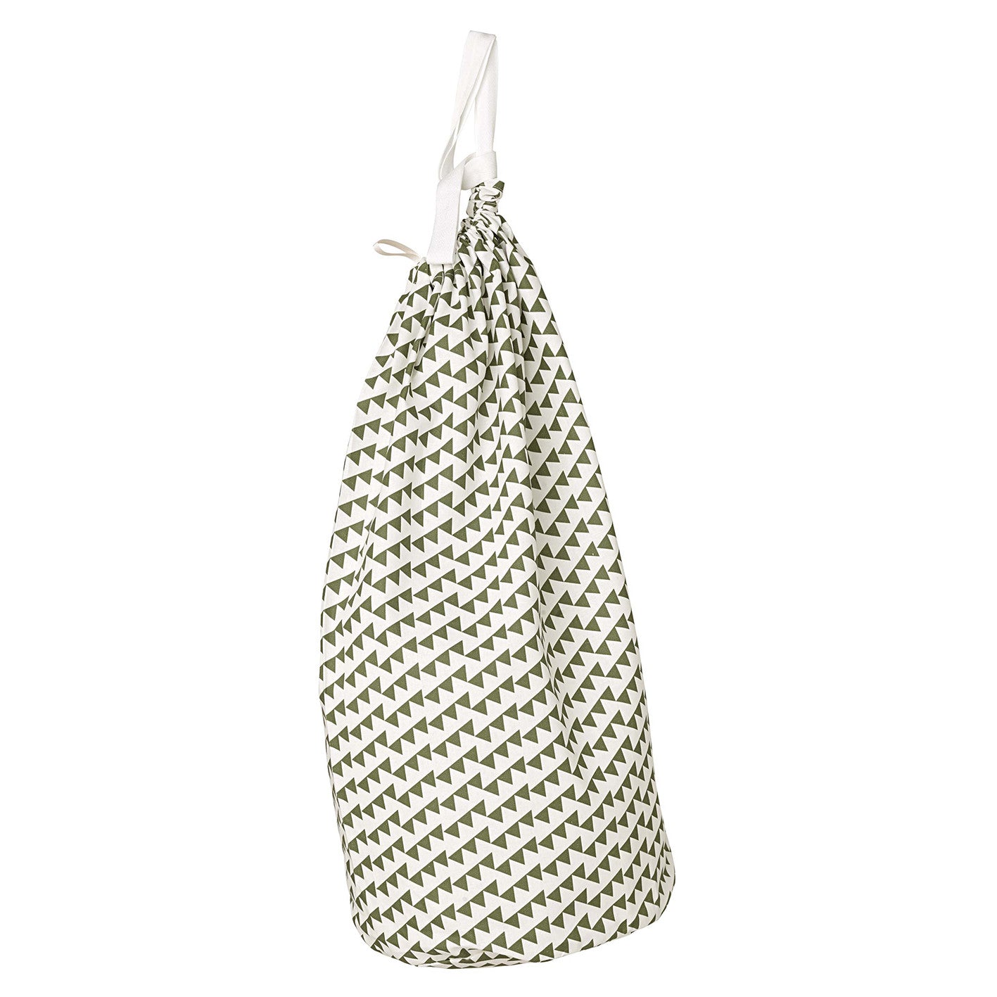 Bunting Geometric Pattern Linen Cotton Drawstring Laundry & Storage Bag in Olive Green Ships from Canada (USA)