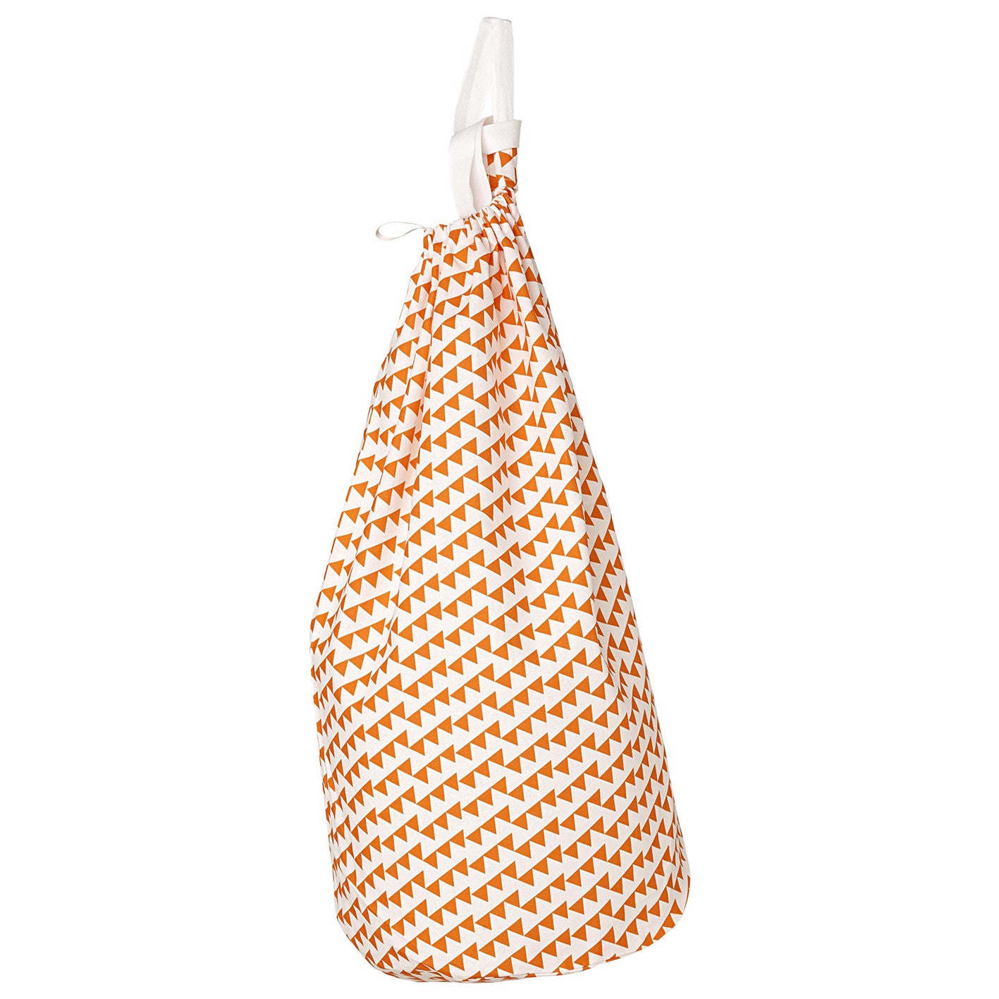 Bunting Geometric Pattern Cotton Linen Drawstring Laundry & Storage Bag in Bright Pumpkin Orange ships from Canada (USA)