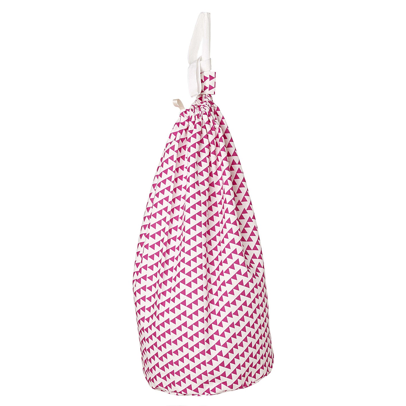 Bunting Geometric Pattern Linen Cotton Drawstring Laundry & Storage Bag in Bright Fuchsia Pink ships from Canada (USA)