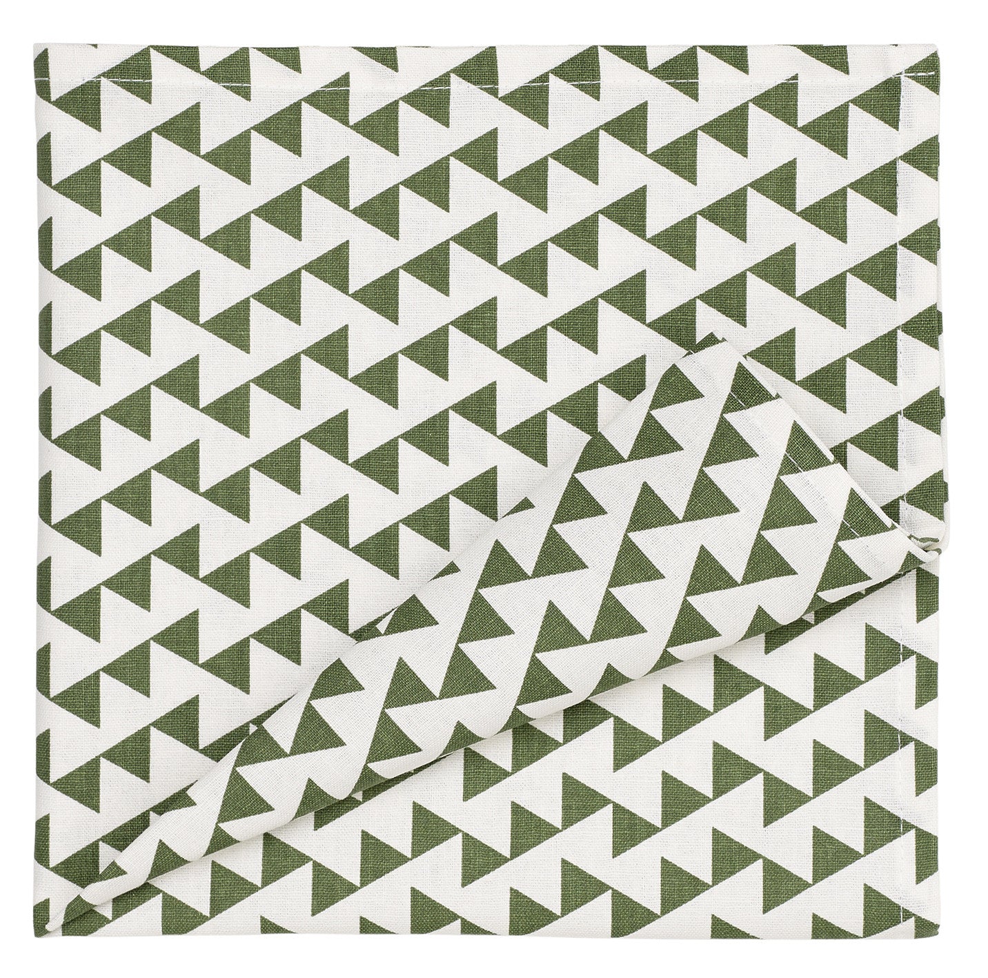 Bunting Geometric Pattern Linen Cotton Napkins in Olive Green