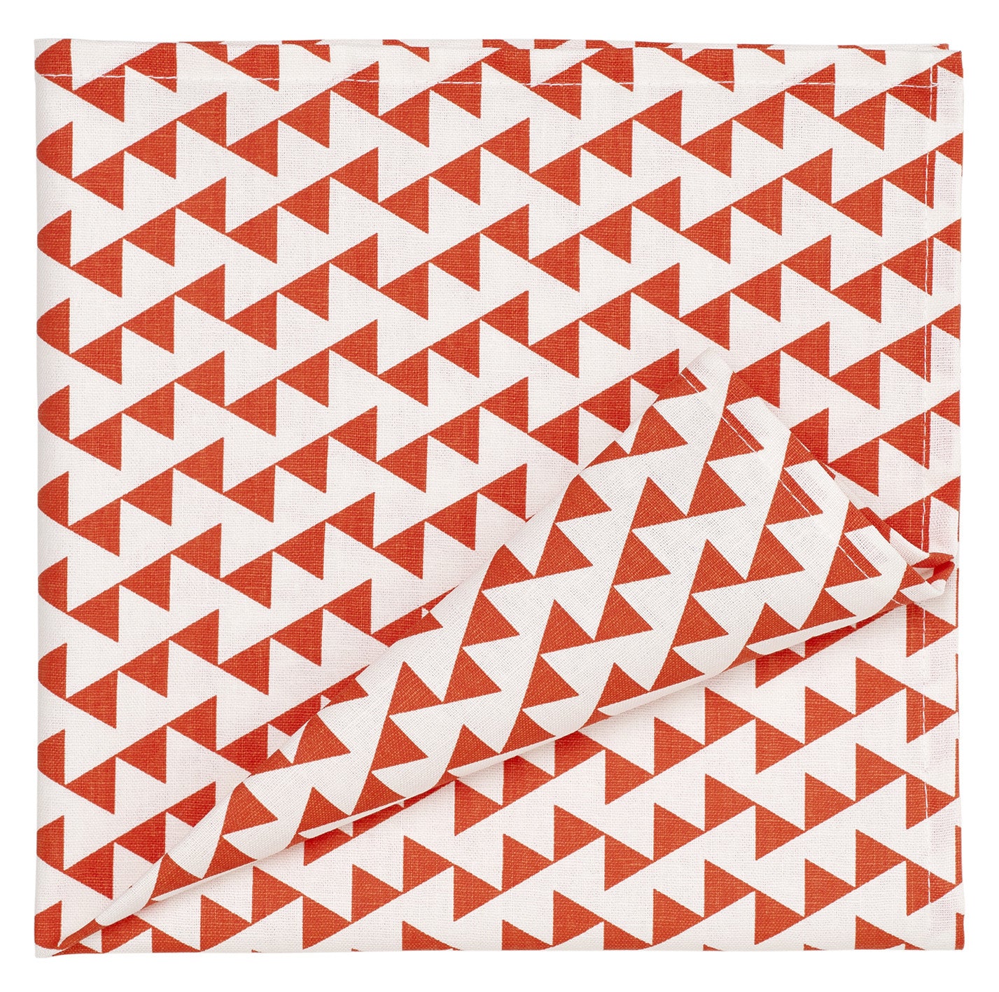 Bunting Geometric Pattern Linen Napkins in Bright Pumpkin Orange