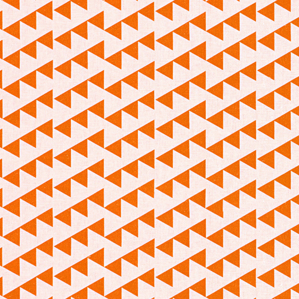 Bunting Geometric Pattern Cotton Linen Fabric in Bright Pumpkin Orange
