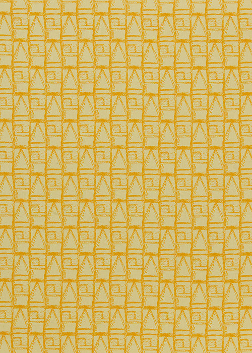 Buoy pattern designer fabric by meter or yard for curtains, blinds and upholstery in straw yellow and saffron ships from Canada worldwide including the USA