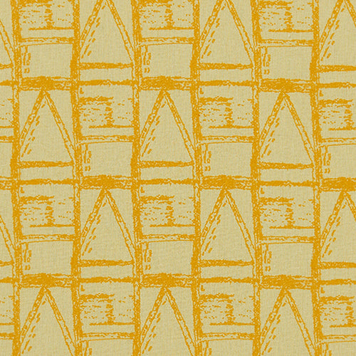 Buoy pattern designer fabric by meter or yard for curtains, blinds and upholstery in straw yellow and saffron ships from Canada worldwide including the USA