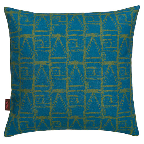 Buoy pattern throw pillow in Petrol Blue & Olive Green 45x45cm (18x18") Ships from canada worldwide including the USA