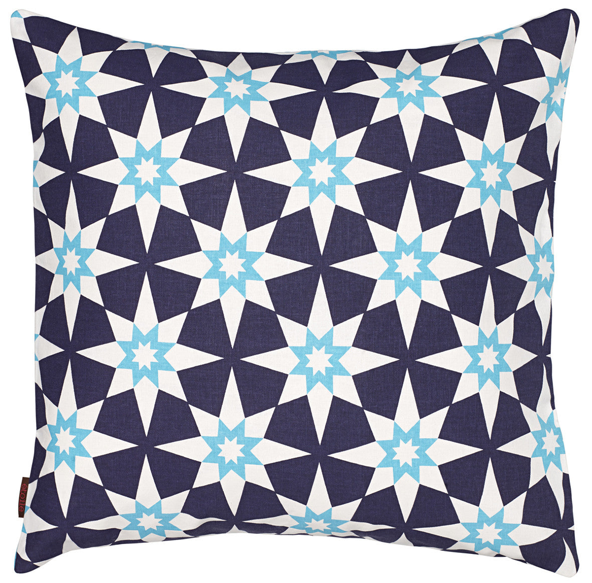 Cadiz Geometric Star Pattern Linen Throw Pillow in Aubergine Purple and Turquoise 55x55cm (22x22") ships from Canada worldwide including the USA