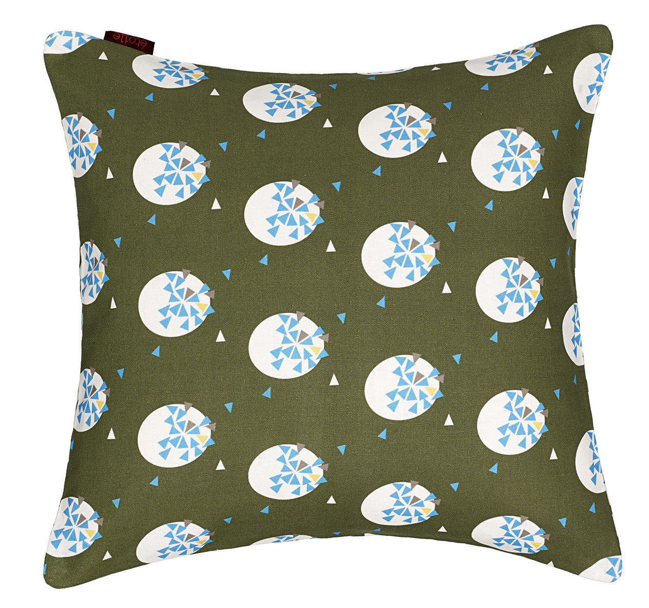 Ceramic Geometric Pattern Cotton Linen Throw Pillow on Olive Green 45x45cm (18x18") canada USA