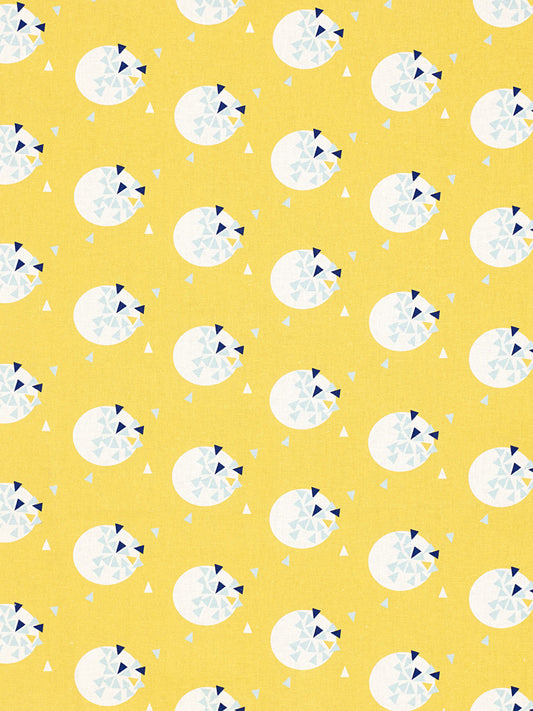 Ceramic Geometric Pattern Cotton Linen Fabric by the Meter in Maize Yellow