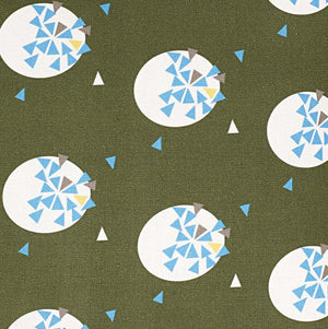 Ceramic Geometric Pattern Cotton Linen Fabric by the Meter in Olive Green