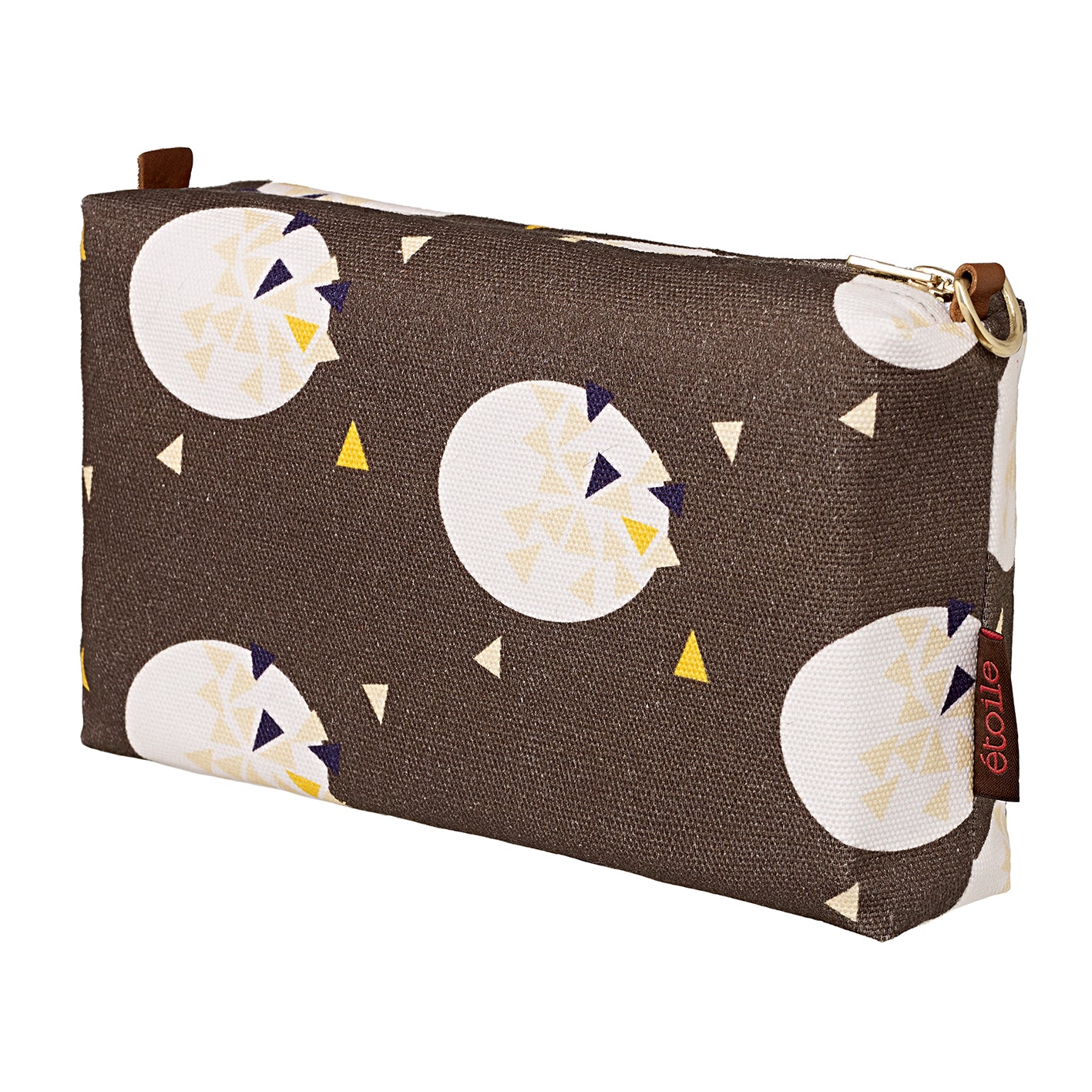 Ceramic Geometric Pattern Canvas Wash Toiletry Travel Bag in Stone Gray Grey Ships from Canada Perfect for all your cosmetics