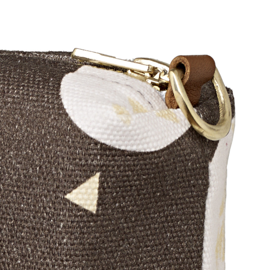 Ceramic Geometric Pattern Canvas Wash Toiletry Travel Bag in Stone Gray Grey Ships from Canada Perfect for all your cosmetics