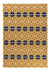 Glasswork Geometric Pattern Flat Weave Wool Rug in Gold and Dark Petrol Blue