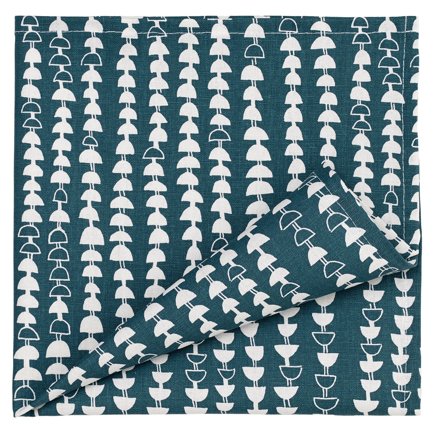 Hopi Patterned Cotton Linen Napkins in Dark Petrol Blue