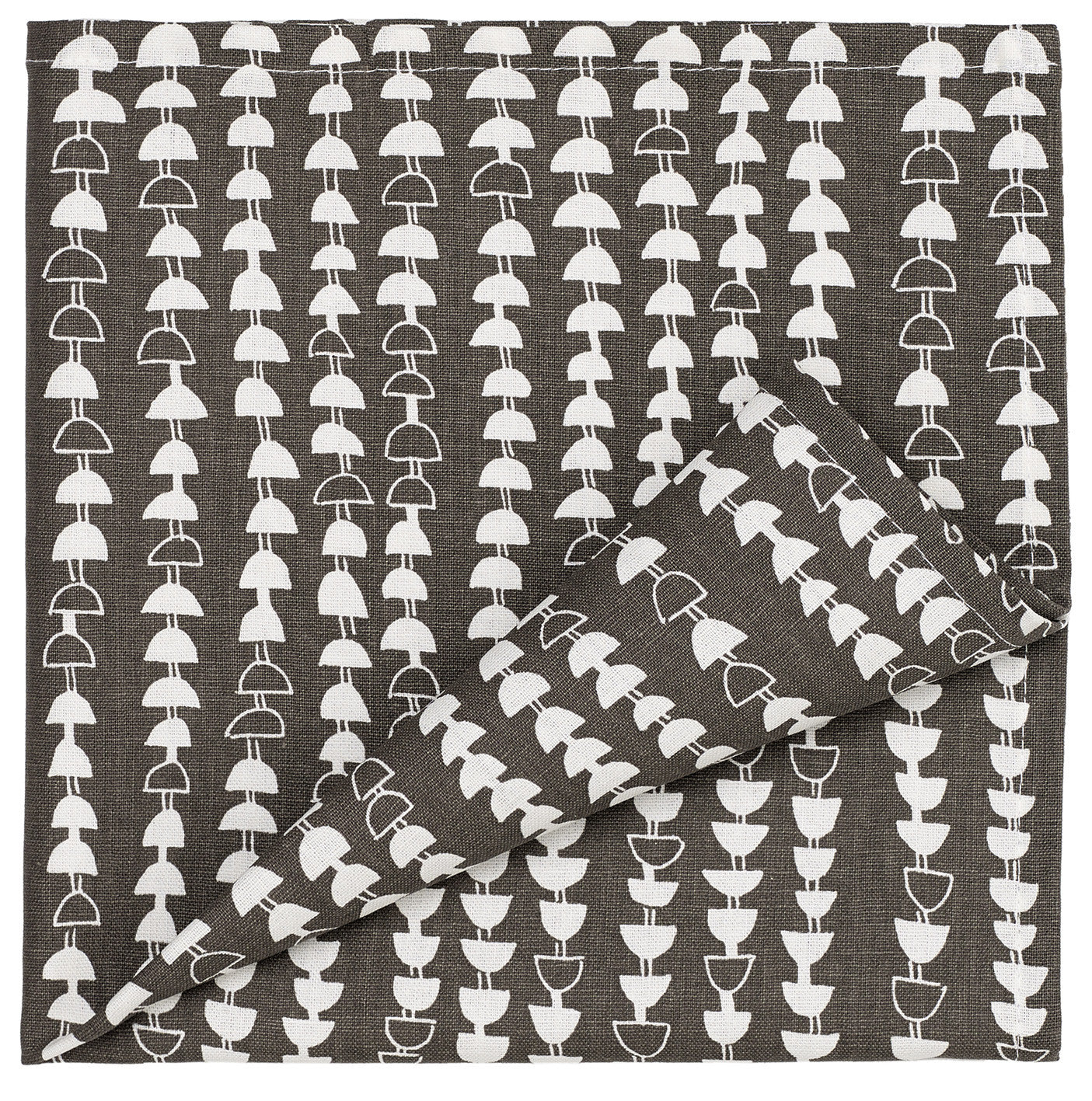 Hopi Pattern Cotton Linen Napkins - Dark Stone Grey